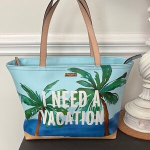 Kate Spade Breath of Fresh Air I Need a Vacation Francis tote excellent